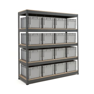 Widespan shelving AJ EURO + COMBO with 16 boxes