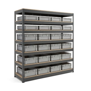 Widespan shelving AJ EURO + COMBO with 24 boxes