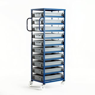 Mobile tray rack, 200 kg load, 10 trays, H 1710 mm