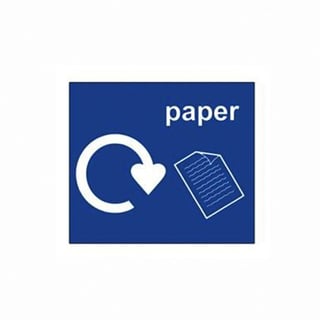 Recycling sticker, paper, 150x130 mm, blue