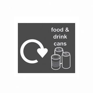 Recycling sticker, food & drink, 150x130 mm, grey
