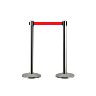 Budget belt barrier set, 2 mirror posts, red belt