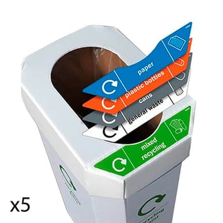 Recycling package deal, 5 x 60 L cardboard bins