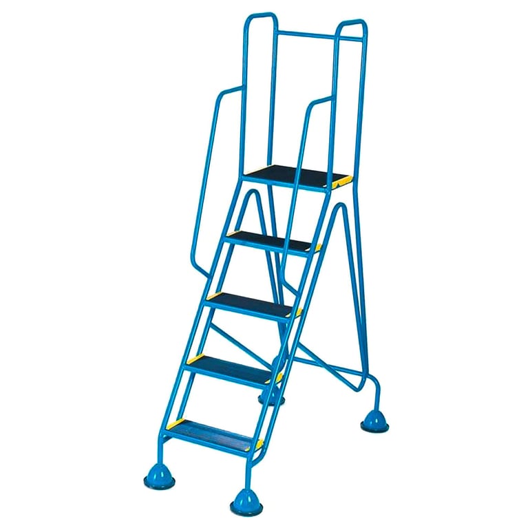 Mobile steps, 5 treads, full handrail, H 1250 mm | AJ Products