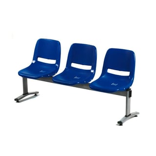 Reception bench, 3 seater, L 1670 mm, blue, grey