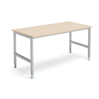 Stół do pracy OPTION, 1600x800x720-900 mm, brzoza, srebrny