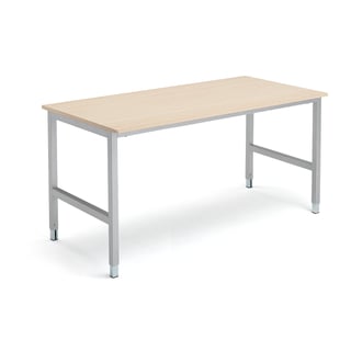 Work table OPTION, 1600x800x720-900 mm, birch, silver
