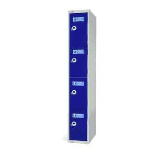 PPE locker, 4 doors, 1800x300x450 mm, dark blue