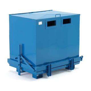 Container AMASS med lokk, bunntømmende, 1000 l, blå