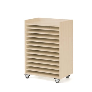 Mobile shelving for drawings, 650x420x900 mm, birch