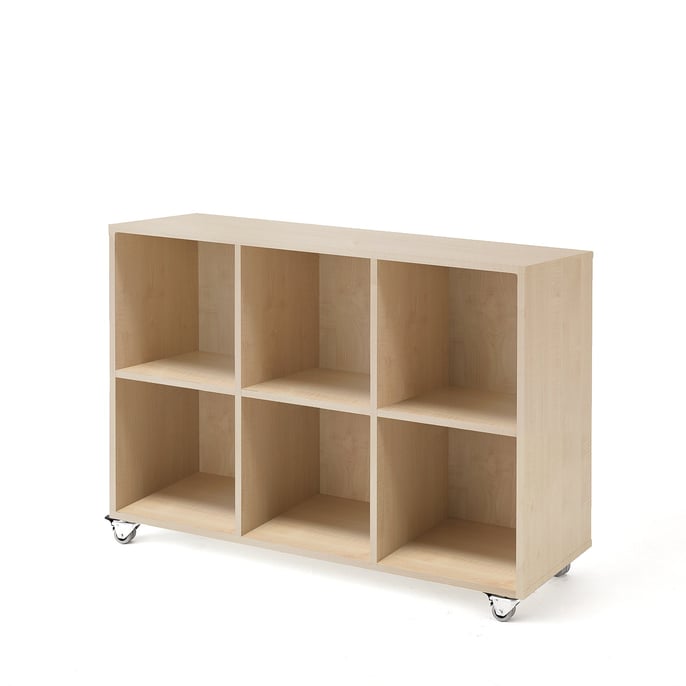Mobile storage unit RAK, 6 comps, 1200x420x870 mm, birch AJ Products