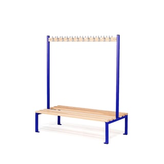 Double bench + hook rail ELITE, 24 hooks, 1500x760x1800 mm, dark blue