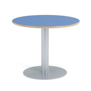 Fixed canteen table GATHER, Ø 900x720 mm, blue