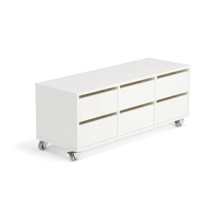 Bookcase RAK with 6-drawer unit, white