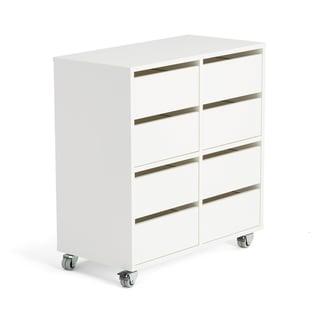 Bookcase RAK with 8-drawer unit, white