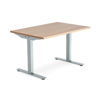 Kirjutuslaud MODULUS, 1200 x 800 mm, T-raam, hõbehall/ tamm