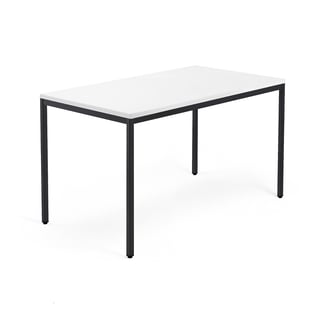 Työpöytä MODULUS, kiinteä korkeus, 4 suoraa jalkaa, 1400x800 mm, musta jalusta, valkoinen