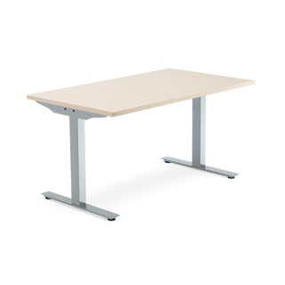Psací stůl MODULUS, T-nohy, 1400x800 mm, stříbrný rám, bříza
