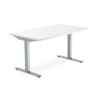 Schreibtisch MODULUS, T-Beine, 1400 x 800 mm, Silber/weiß