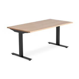 Modulus radni stol, T okvir, 1600x800 mm, crni okvir, hrast