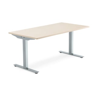Psací stůl MODULUS, T-nohy, 1600x800 mm, stříbrný rám, bříza