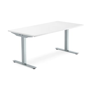 Psací stůl MODULUS, T-nohy, 1600x800 mm, stříbrný rám, bílá