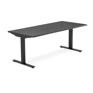 Työpöytä MODULUS, kiinteä korkeus, T-jalusta, 1800x800 mm, musta jalusta, musta