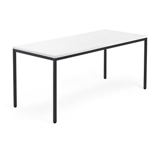 Työpöytä MODULUS, kiinteä korkeus, 4 suoraa jalkaa, 1800x800 mm, musta jalusta, valkoinen