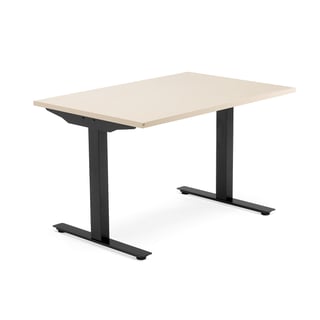 Modulus radni stol, T okvir, 1200x800 mm, crni okvir, breza