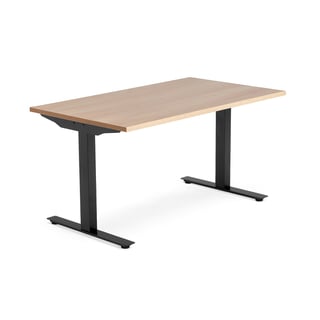 Modulus radni stol, T okvir, 1400x800 mm, crni okvir, hrast