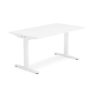 Työpöytä MODULUS, kiinteä korkeus, T-jalusta, 1400x800 mm, valkoinen jalusta, valkoinen