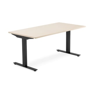Schreibtisch MODULUS, T-Beine, 1600 x 800 mm, schwarz/Birke