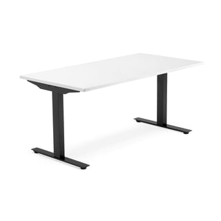 Desk MODULUS, T-frame, 1600x800 mm, black frame, white