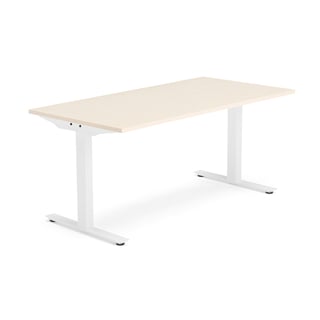 Kancelársky pracovný stôl MODULUS, T-rám, 1600x800 mm, breza/biela