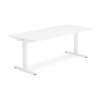Pisalna miza Modulus, T ogrodje, 1800x800 mm, belo ogrodje, bela