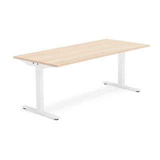 Desk MODULUS, T-frame, 1800x800 mm, white frame, oak