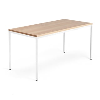 Pisalna miza Modulus, 4 noge, 1600x800 mm, belo ogrodje, hrast