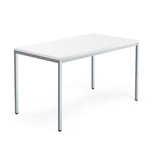 Schreibtisch MODULUS, 4-Bein-Gestell, 1400 x 800 mm, Silber/weiß