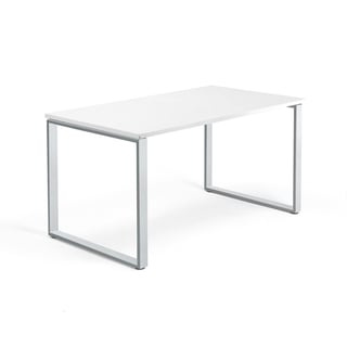 Desk QBUS, 1400x800 mm, O-frame, silver frame, white