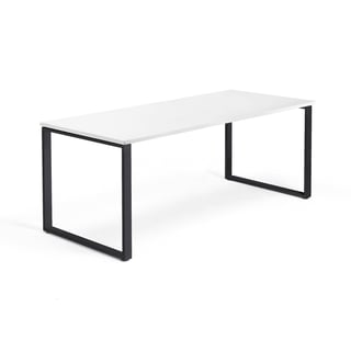 Schreibtisch QBUS, O-Gestell, 1800 x 800 mm, schwarz/weiß
