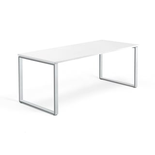 Desk QBUS, 1800x800 mm, O-frame, silver frame, white