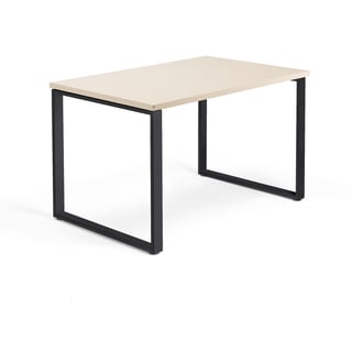 Desk QBUS, 1200x800 mm, O-frame, black frame, birch