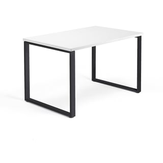 Pisalna miza QBUS, O-ogrodje, 1200x800 mm, črno ogrodje, bela