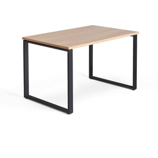 Työpöytä MODULUS, kiinteä korkeus, O-jalusta, 1200x800 mm, musta jalusta, tammi