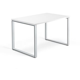 Kancelársky pracovný stôl MODULUS, O-rám, 1200x800 mm, biela/strieborná