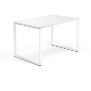 Skrivebord QBUS, O-stel, 1200x800 mm, hvid, hvid