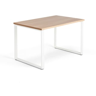 Desk QBUS, 1200x800 mm, O-frame, white frame, oak