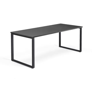 Biroja galds QBUS, O-veida rāmis, 1800x800 mm, melns rāmis, melns