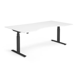 Standing desk MODULUS, wave, 2000x1000 mm, black frame, white