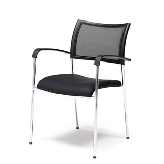 Mesh conference chair TORONTO, black fabric, chrome